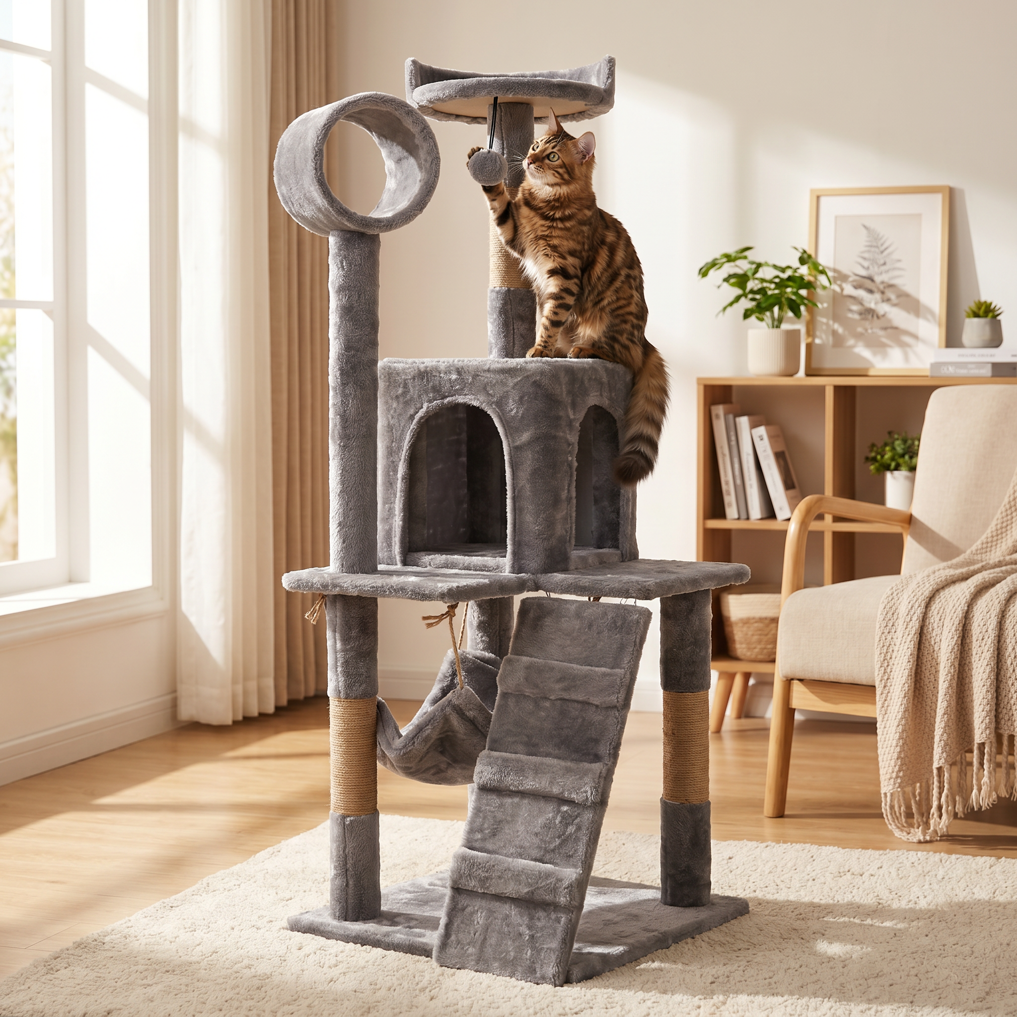 Árbol para Gato gris de 135cms