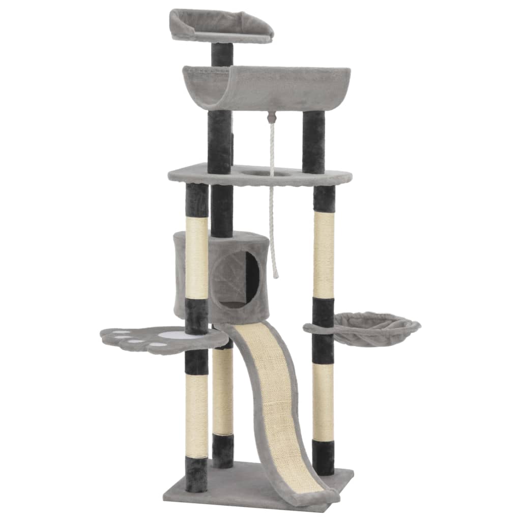 Árbol para Gato NNEVL con Postes Rascadores de Sisal Gris 145 cm