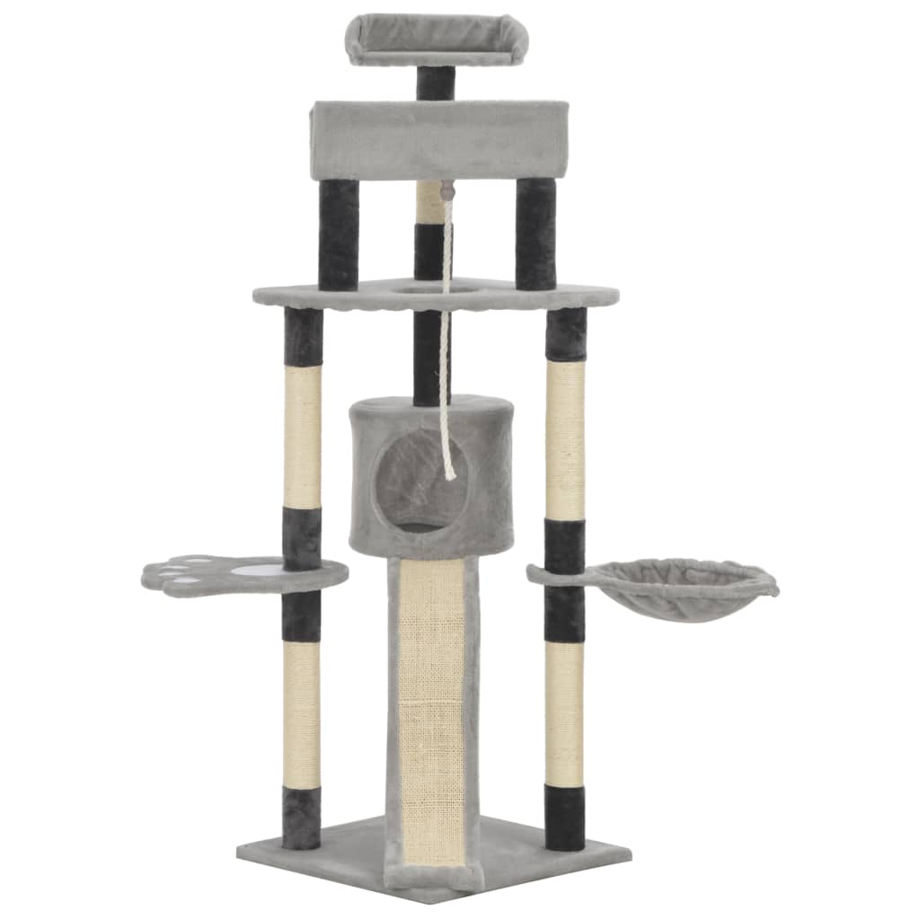 Árbol para Gato NNEVL con Postes Rascadores de Sisal Gris 145 cm