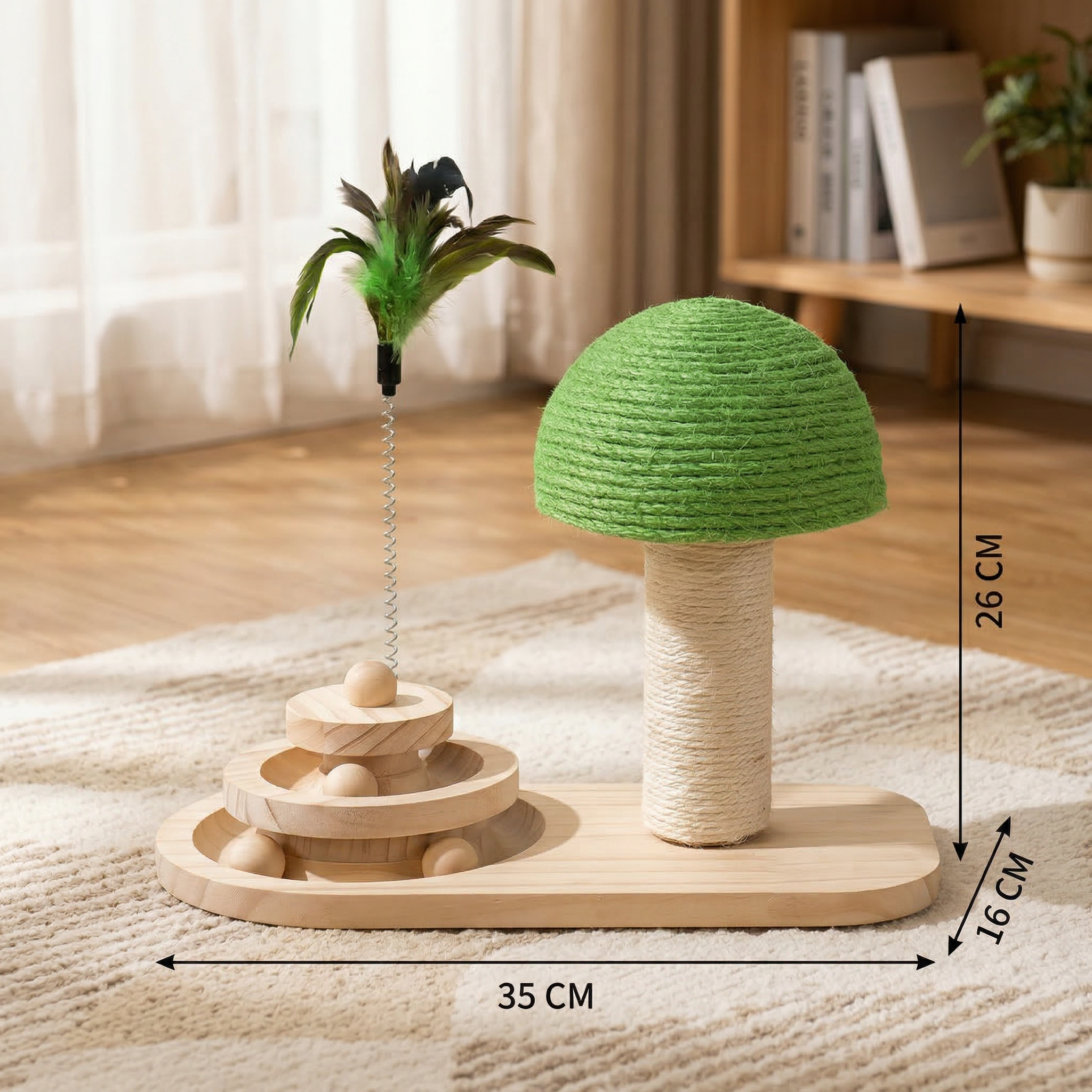 Juguete Rascador Interactivo de Madera para Gato