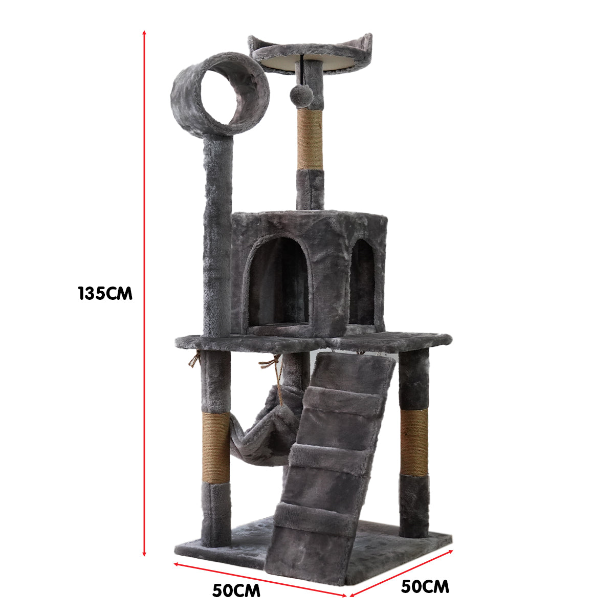 Árbol Rascador para Gato NNEDPE 135cm - Gris Oscuro