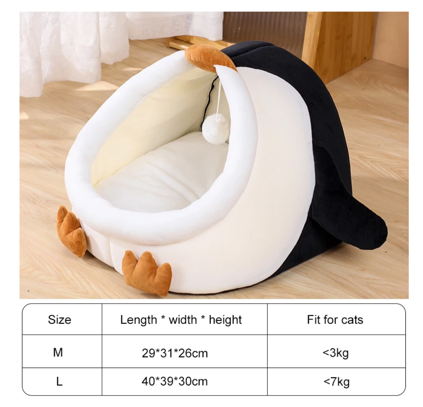 Cama Cerrada para Gato en Forma de Pingüino