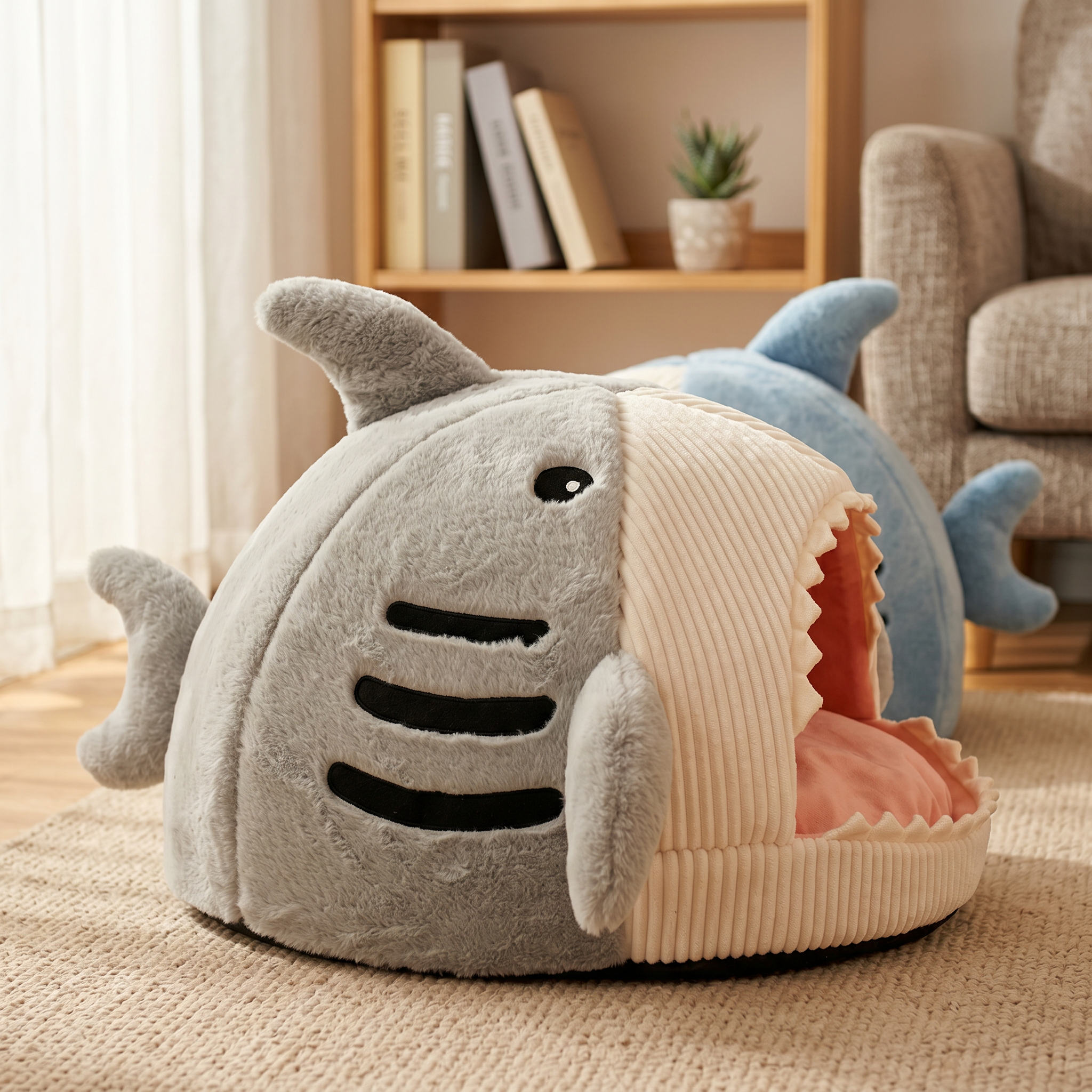 Cama Casa para Gato en Forma de Tiburón