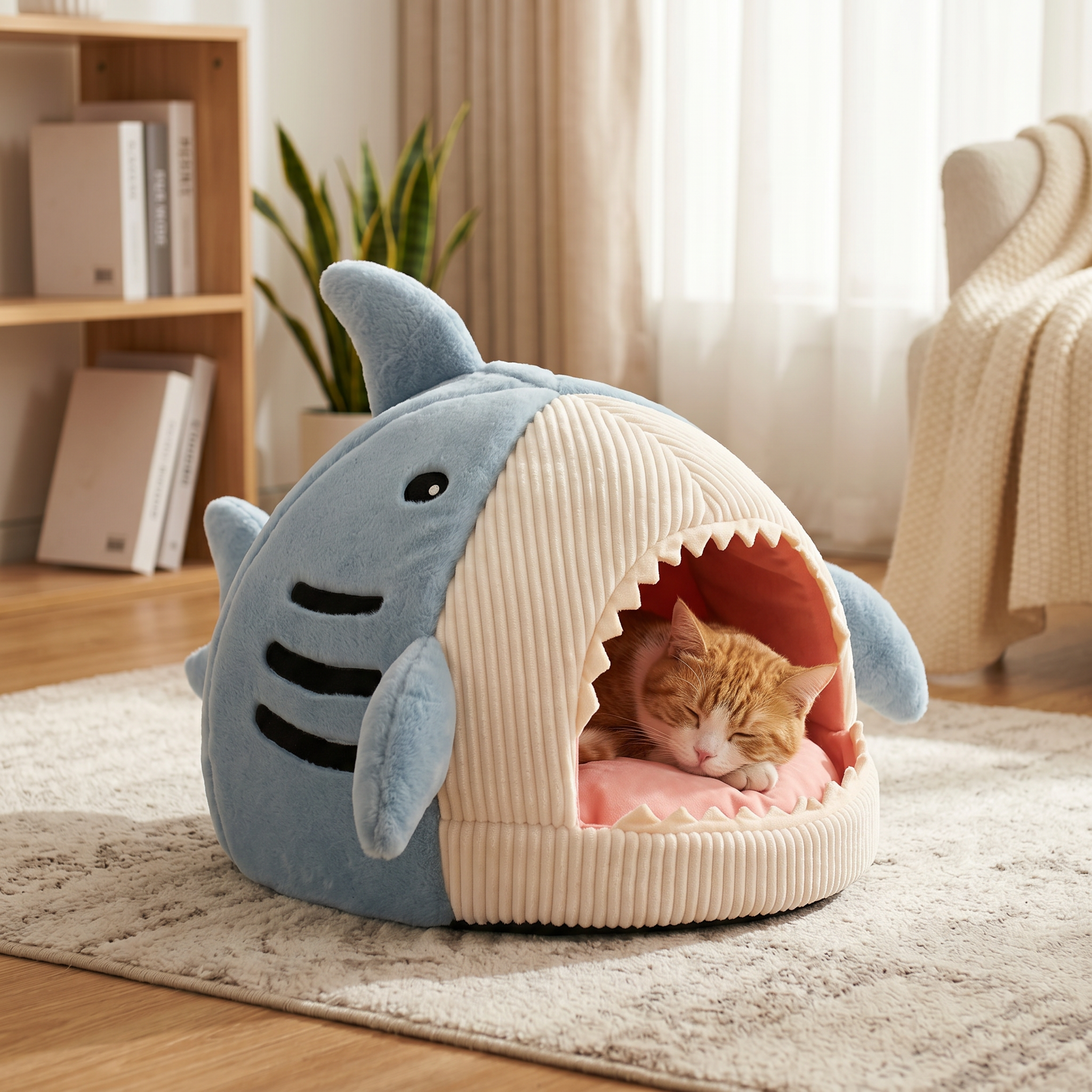 Cama Casa para Gato en Forma de Tiburón