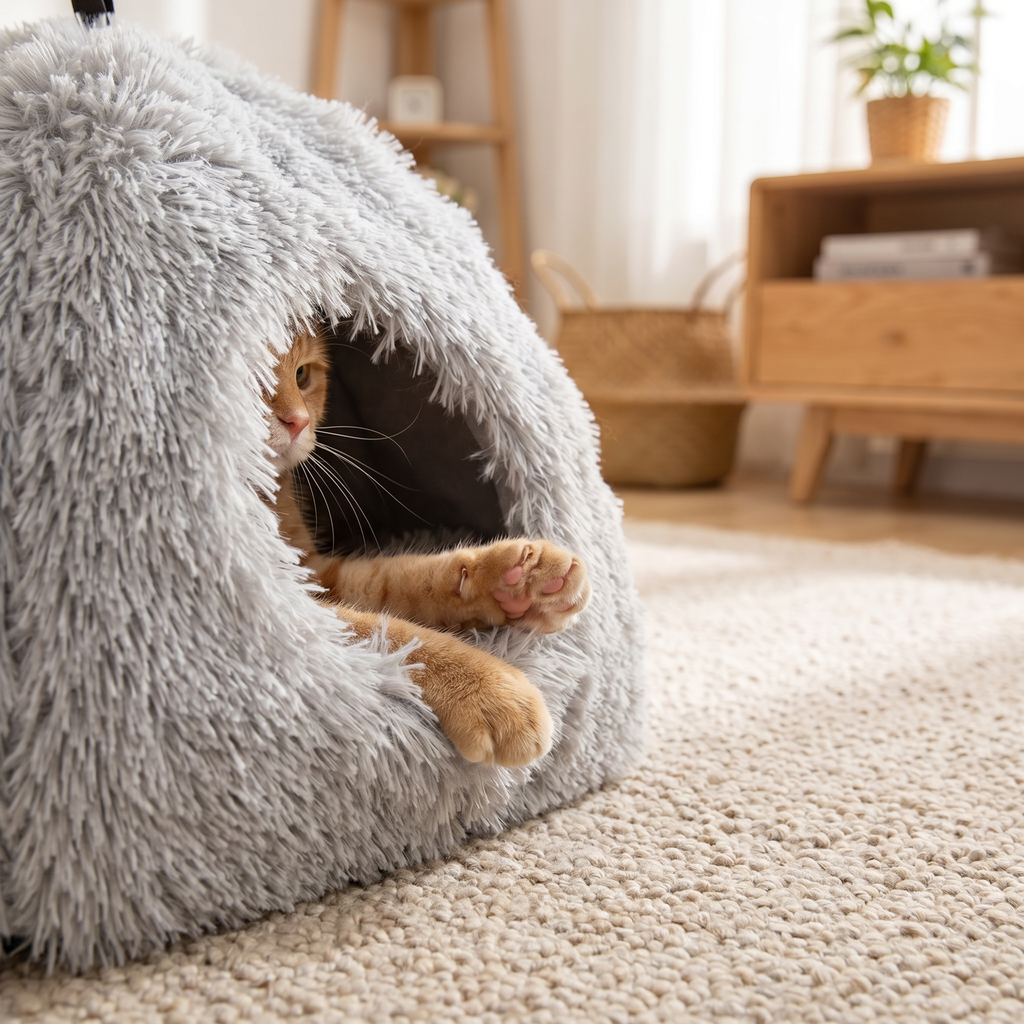 Cama Casa Suave y Cálida para Gato