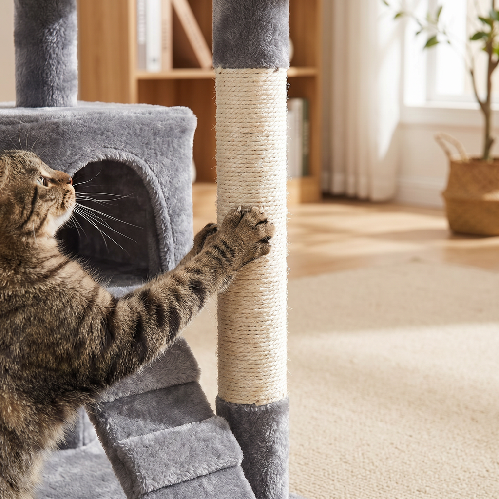 Árbol Rascador para Gato Gris de 210 cms