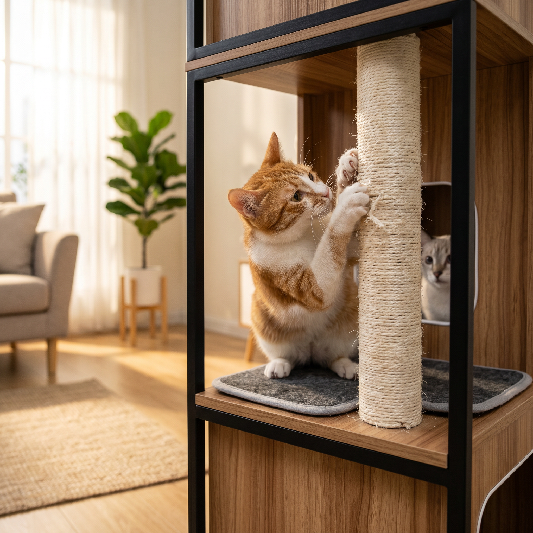 Árbol para Gato con Marco de Metal y Postes Rascadores