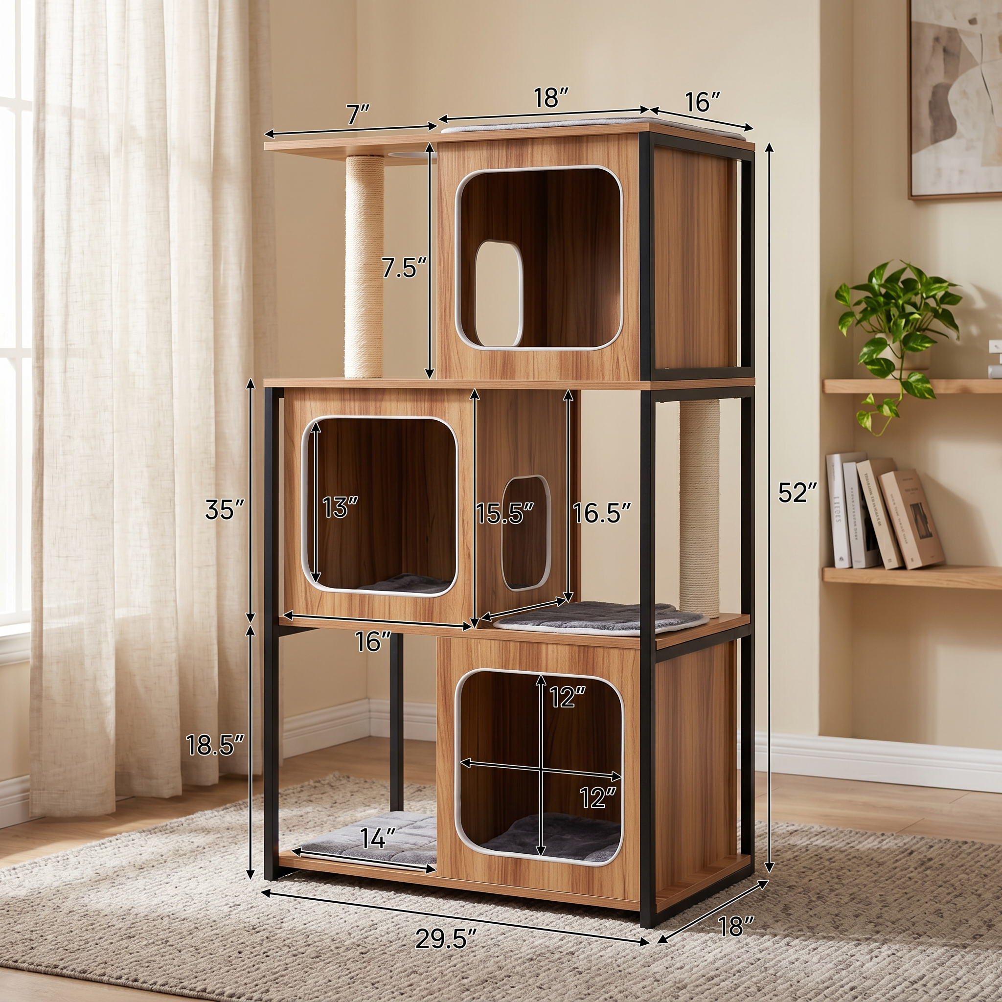 Árbol para Gato con Marco de Metal y Postes Rascadores