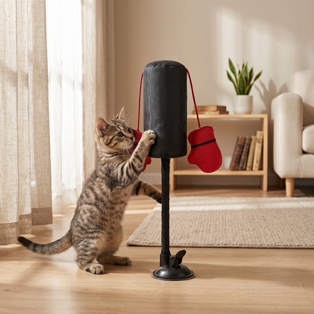 Juguete Interactivo de Boxeo para Gatos con Guantes – Sin Batería