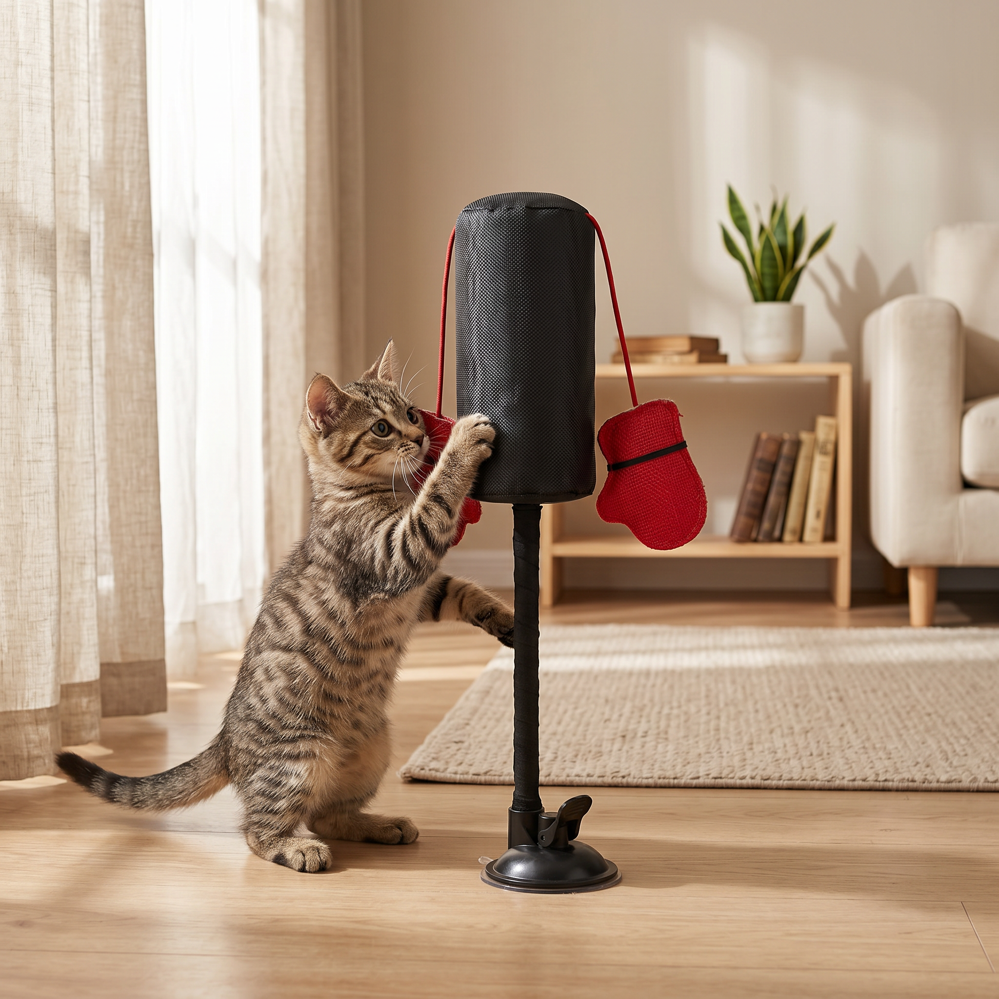 Juguete Interactivo de Boxeo para Gatos con Guantes – Sin Batería