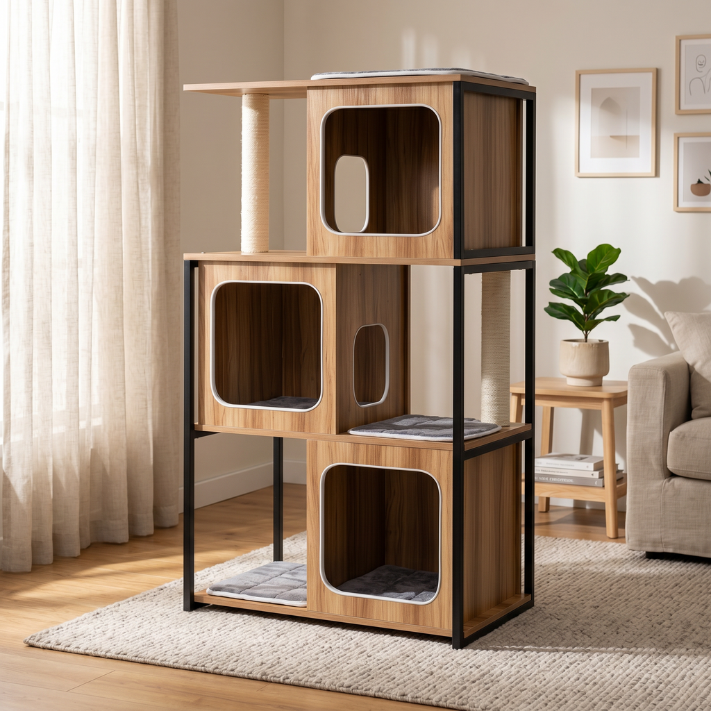 Árbol para Gato con Marco de Metal y Postes Rascadores